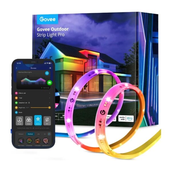 ჭკვიანი განათება Govee H70A13D1, Phantasy Outdoor LED RGBICWW Strip Lights (10m)